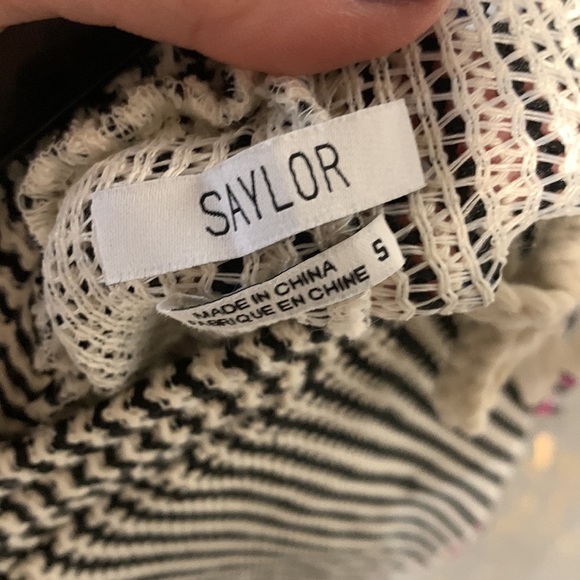 SAYLOR VERNA STRIPE CROCHET KNIT SHORT SET BLACK WHITE SMALL - Picture 8 of 11